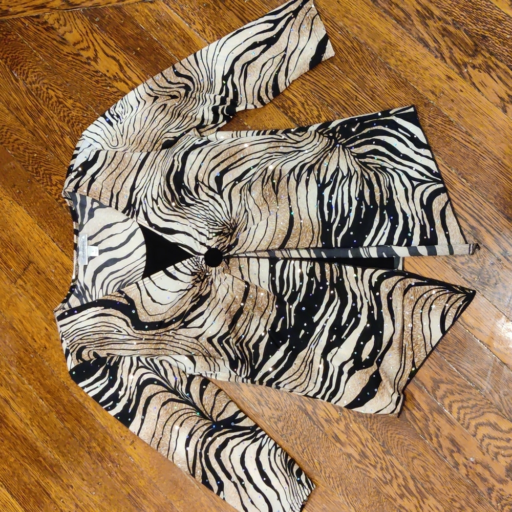 Dress Barn Animal Print Sparkle Top Size S
